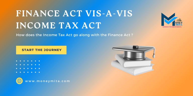 The legal hat placed beside legal books represents the Finance Act and the Income Tax Act.