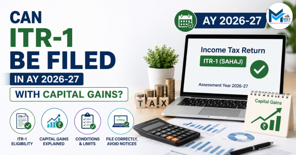 CAN ITR-1 BE FILED IN AY 2026-27 WITH CAPITAL GAINS?