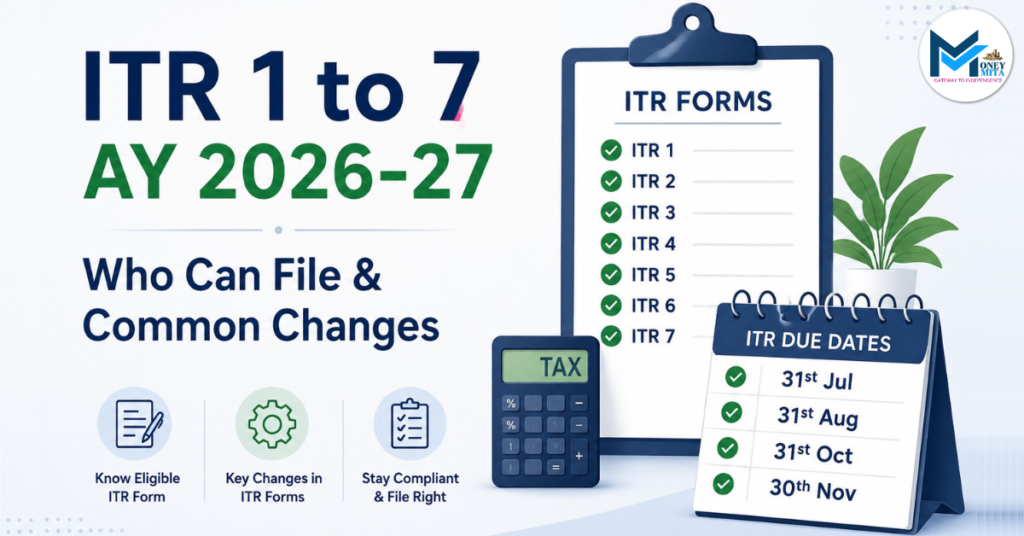 ITR 1 to 7 AY 2026-27, Who can file, common changes and due dates of all ITRs from ITR 1 - 7